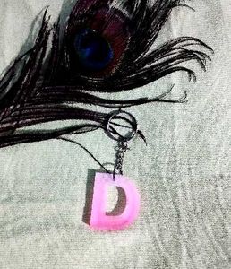 Cute Pink Letter D Keychain