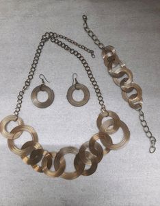 Retro Statement Jewelry Set Wire Hoops Partywear