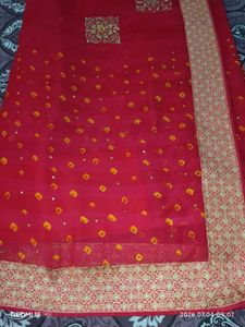 Beautiful Red Bandhani Saree