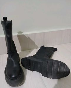 Black Chunky Platform Knee-High Boots