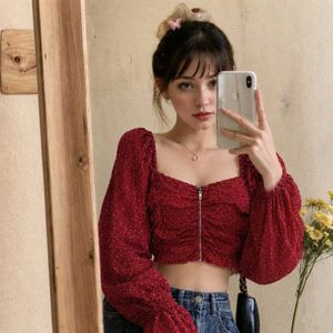 New with tag Chic Red Ruched Cropped Top