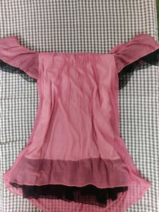 Pink and black layered top