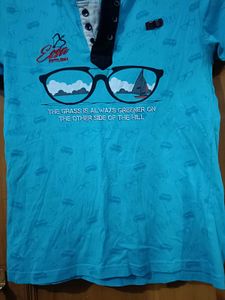 Cool Blue T-Shirt with Surf Graphics