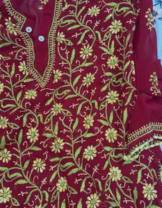 Desi Y2K Embroidered Red Kurta