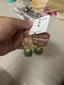 🆕 Green Jhumka Earrings