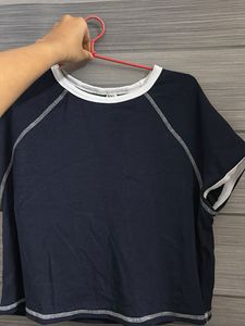 Navy Blue T-Shirt with White Trim