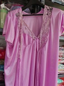 Lace Trimmed Satin Nightgown