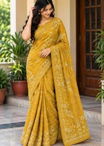 Embroidered Yellow Saree BRAND NEW
