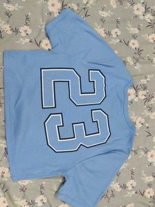 Cute Baby Blue Graphic Crop Top
