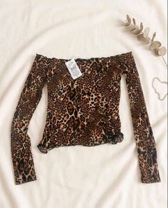 Leopard Print Off-Shoulder Top
