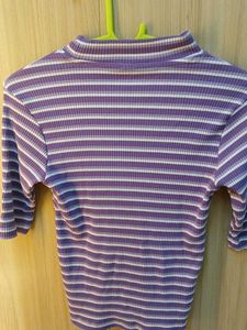Striped Mock Neck Tee