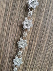 Intricate Floral Silver Waist Chain