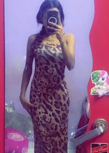 Leopard Print Strapless Maxi Dress
