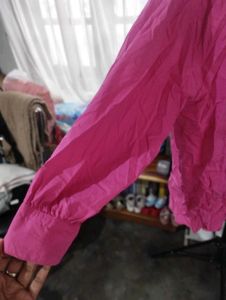 Bright Pink Oversized Button-Up Shirt