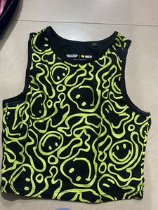 Smiley Face Print Crop Top