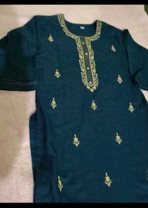 kurta set with dupatta Embroidered Teal