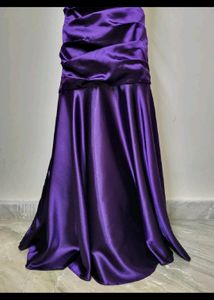 Elegant Purple Satin Evening Gown