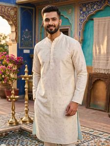 Men's Cream Pantaloons Kurta