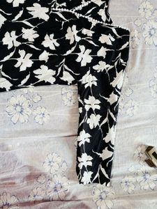 Stylish Black &amp; White Floral short kurti (unused)