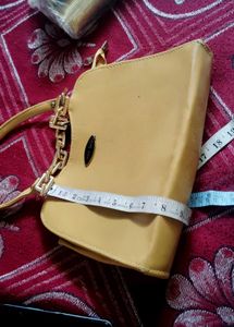 Mustard Yellow Shoulder Bag with Gold Chain