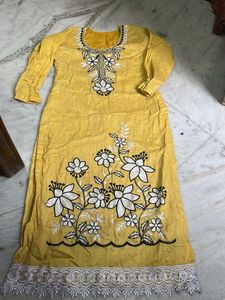 Yellow Kurta Floral Embroidery with dupatta