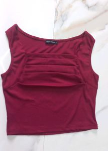 Ribbed Cropped Wine Top