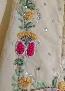 Embroidery Kurta Pant With Organza Dupatta