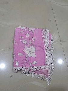 Pink Floral scaff with Lace Trim