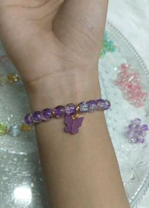 Purple Beaded Butterfly Bracelet