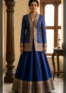 Stunning Cobalt Blue Banarasi Silk Saree