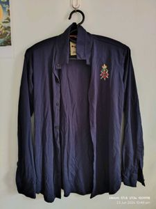 Royal Bhutan Navy Blue Embroidered Shirt