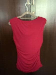 Express Red Ruched Cowl Neck Top