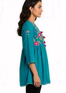🩵🩷Embroidered Teal Kurta Top