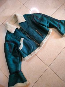 Cropped Green Aviator furr Jacket🧞🐦🛸🎋💿📡