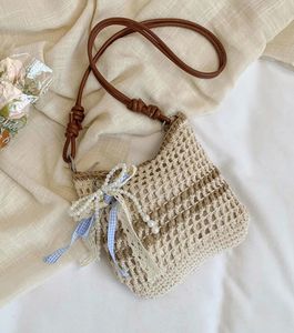 Knitted Shoulder Bag with Charm