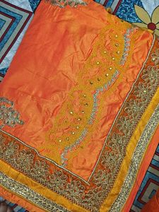 Orange Saree with Embellishments