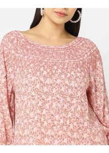 Chic Pink Floral Print Tunic Top