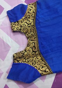 Blue Golden Anarkali Beautiful Gown