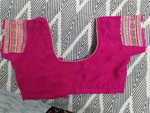 Hot Pink Embellished Gota Parti Saree