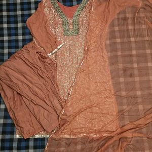Elegant Rust heavy Sequence work Suit