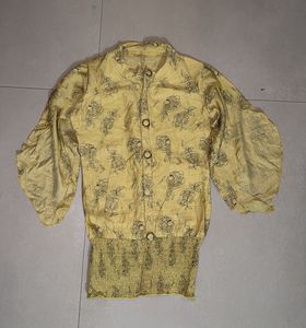 Yellow Floral Print Blouse
