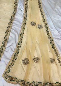 Embellished Cream Saree