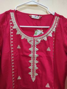 Beautiful Red Embroidered Kurta