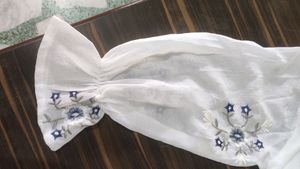 Beautiful White Top With Blue Embroidery❣️