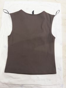 Brown Square Neck Ruched Tank Top