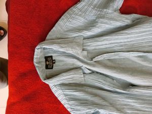 Men's Light Blue Textured Shirt