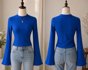 Vibrant Blue Bell Sleeve Top