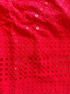 Women Kurta Plazoo Set Red And White