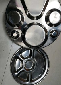 Stainless Steel Divided Thali Plates - Set of 2