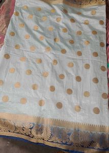 Elegant Light Blue Saree with Gold Motifs